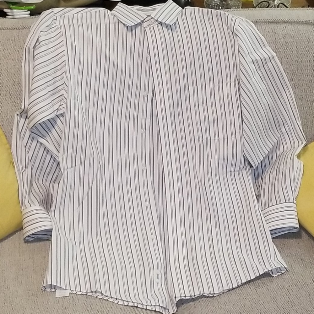 Men's pinstriped dress shirt.